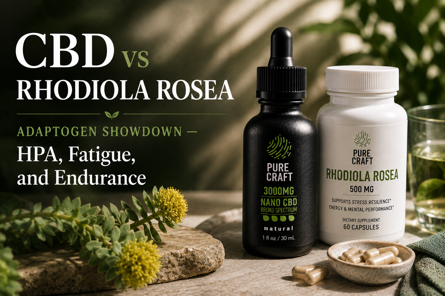 CBD vs Rhodiola Rosea: Adaptogen Showdown — HPA, Fatigue, and Endurance | PureCraft CBD