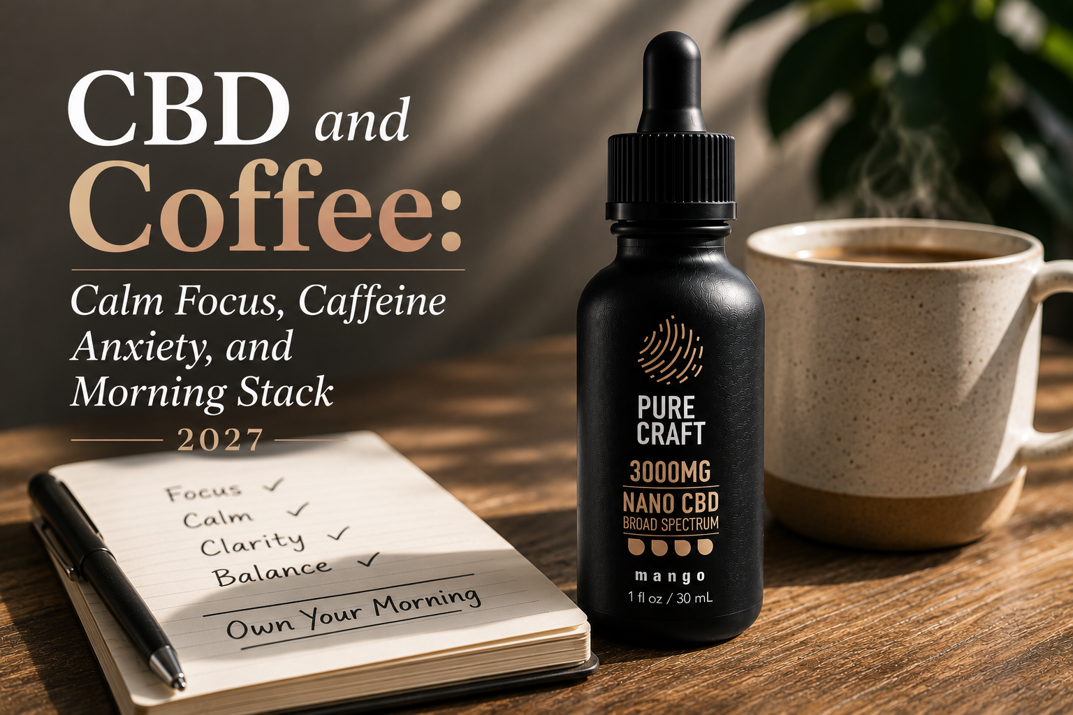 CBD and Coffee: Calm Focus, Caffeine Anxiety, and Morning Stack 2027 | PureCraft CBD