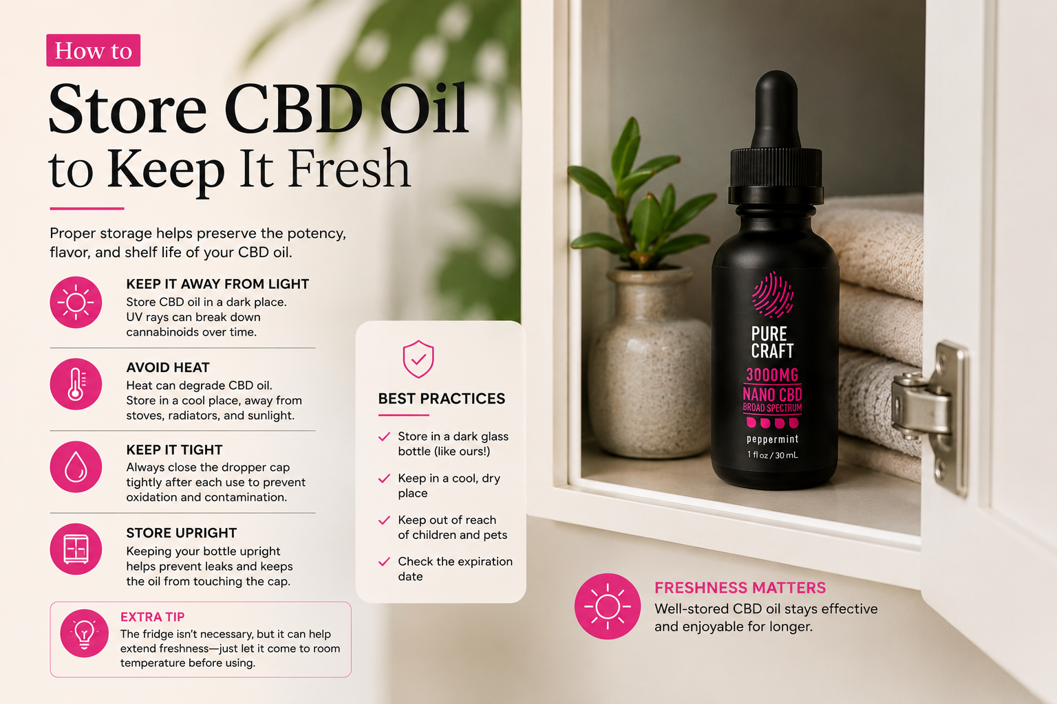How to Store CBD Oil to Keep It Fresh | PureCraft CBD