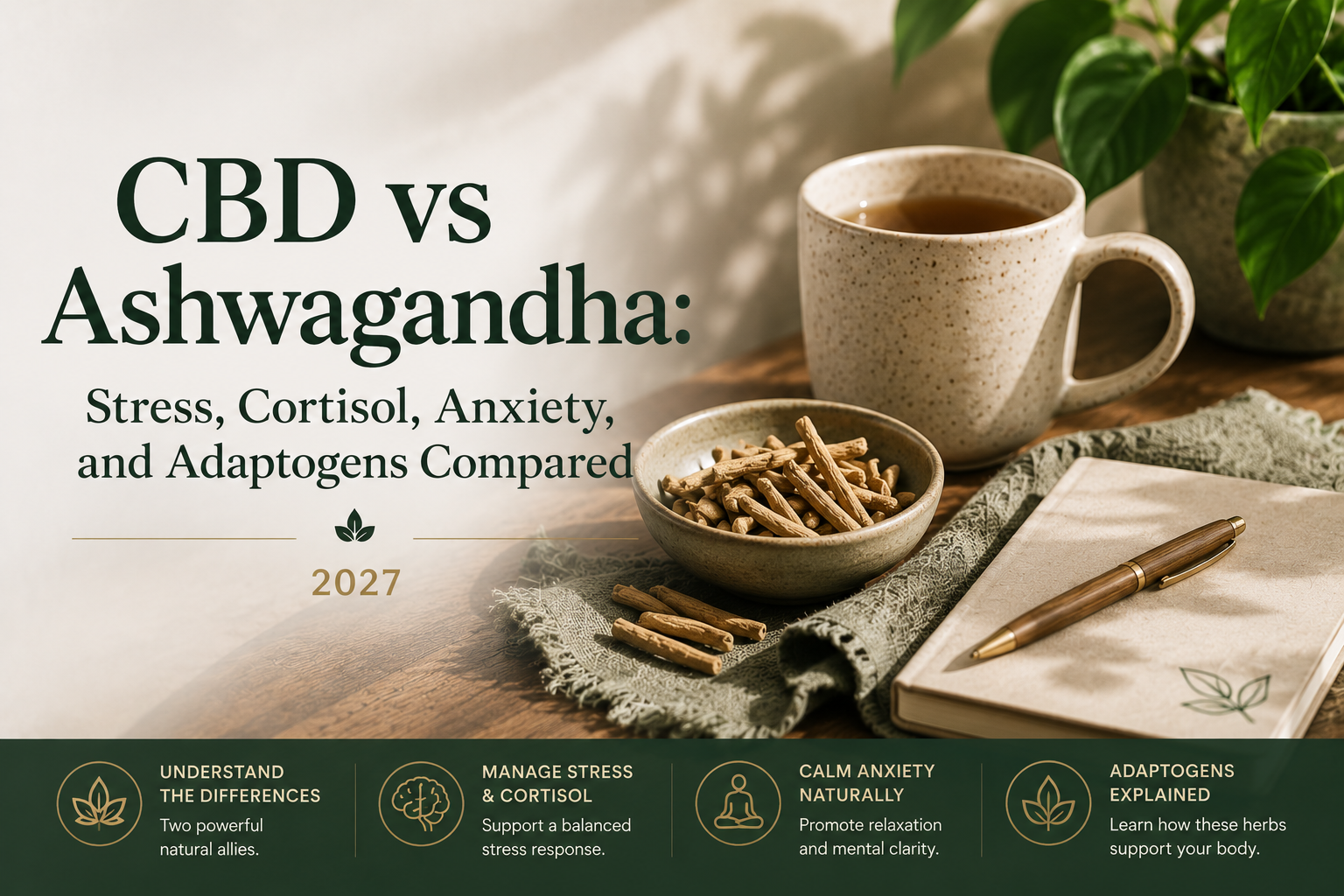 CBD vs Ashwagandha: Stress, Cortisol, Anxiety, and Adaptogens Compared 2027 | PureCraft CBD