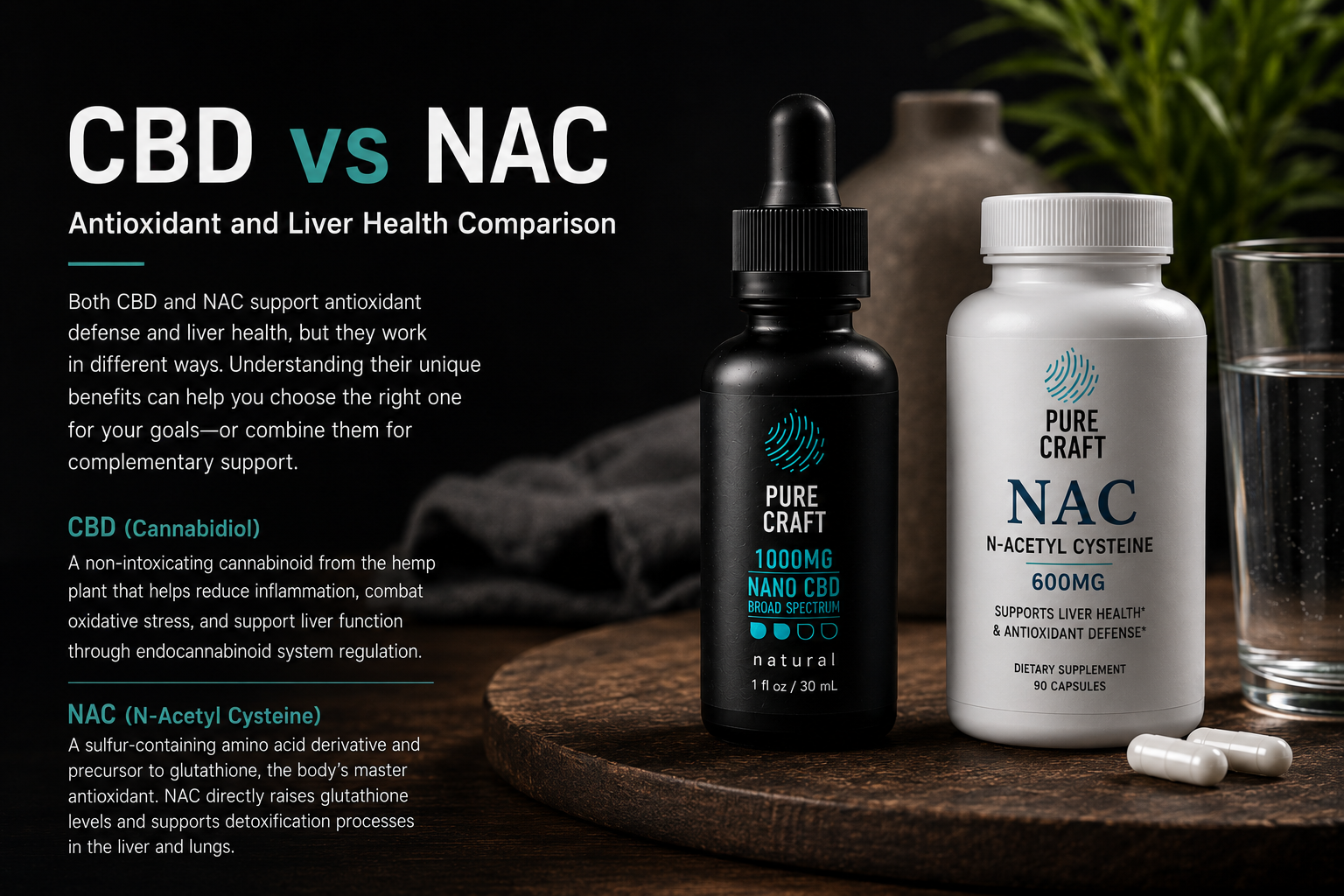 CBD vs NAC (N-Acetyl Cysteine): Antioxidant and Liver Health Comparison | PureCraft CBD