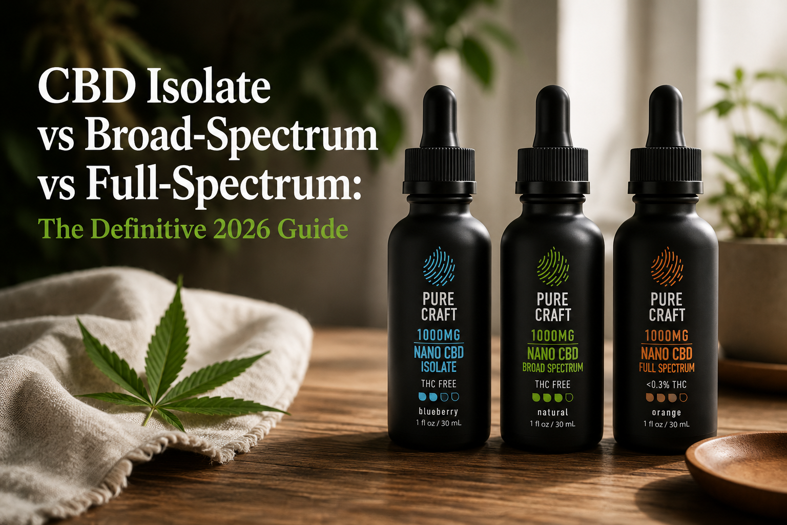 CBD Isolate vs Broad-Spectrum vs Full-Spectrum: The Definitive 2026 Guide | PureCraft CBD