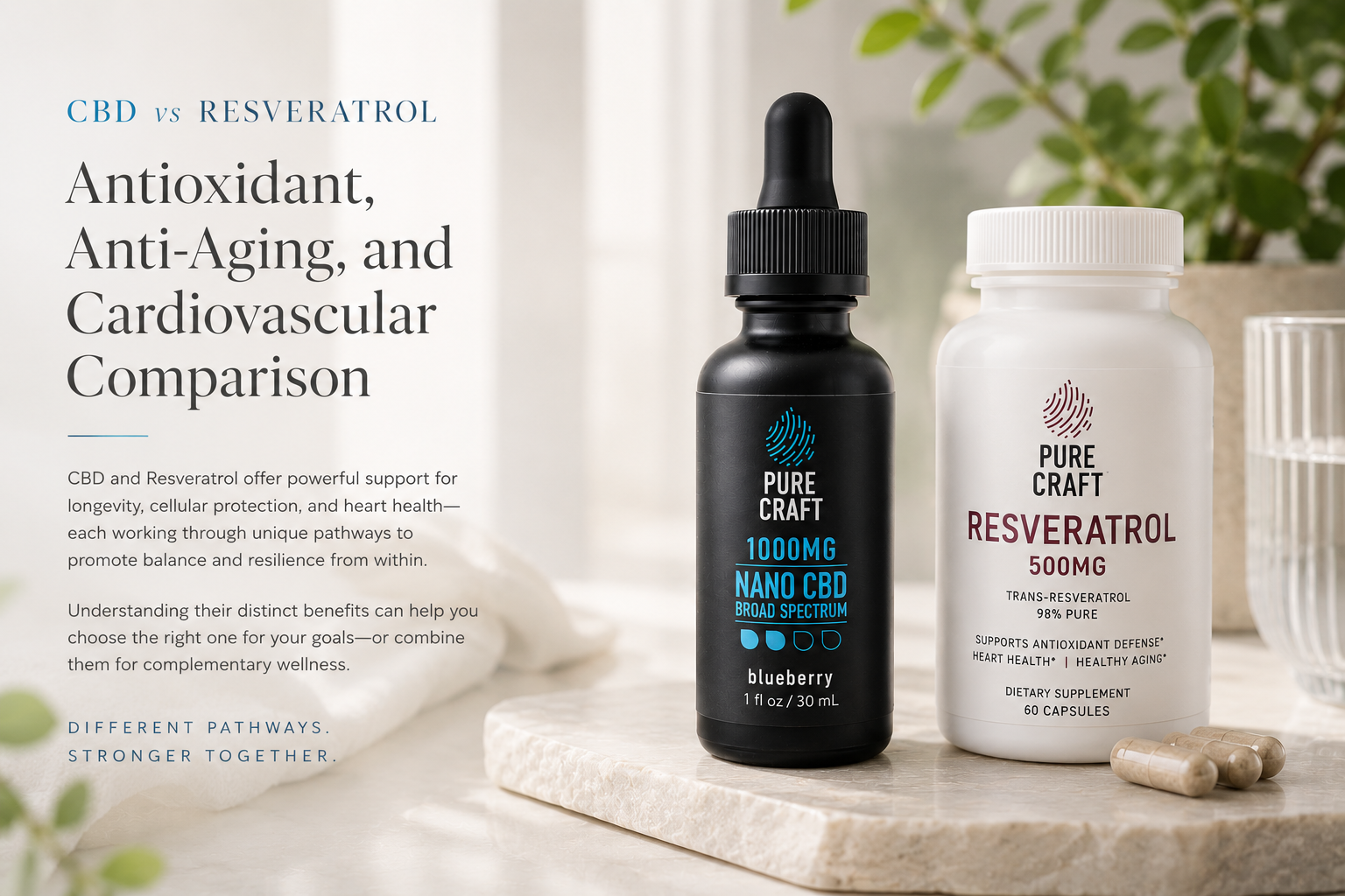 CBD vs Resveratrol: Antioxidant, Anti-Aging, and Cardiovascular Comparison | PureCraft CBD