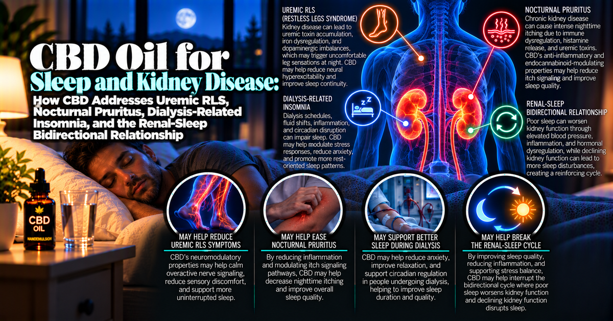 CBD Oil for Sleep and Kidney Disease: How CBD Addresses Uremic RLS, Nocturnal Pruritus, Dialysis-Related Insomnia, and the Renal-Sleep Bidirectional Relationship