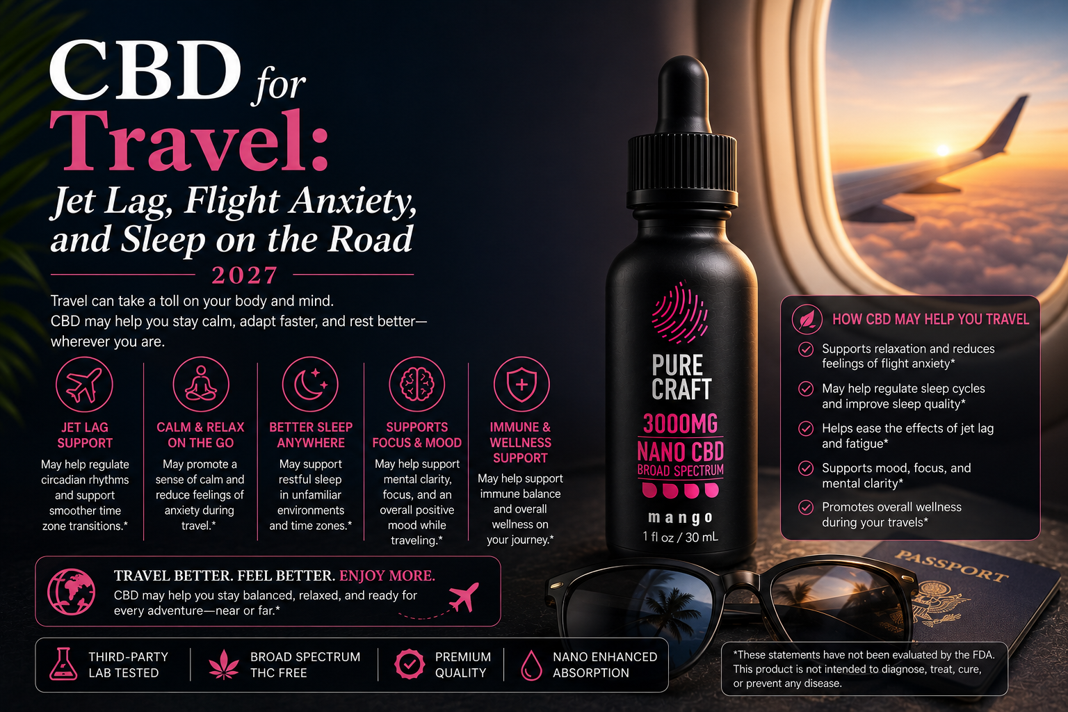 CBD for Travel: Jet Lag, Flight Anxiety, and Sleep on the Road 2027 | PureCraft CBD
